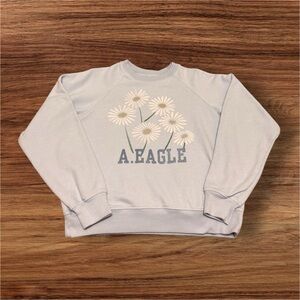 American Eagle Women's Oversized Funday Sweatshirt White Floral Print Size XS